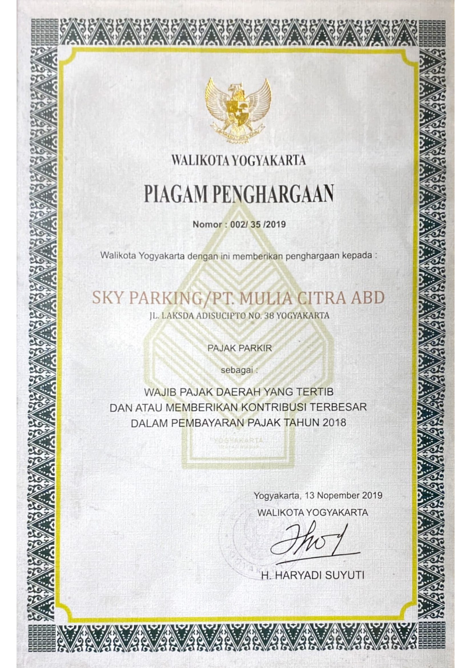 Wajib Pajak Terbaik Yogyakarta 2019